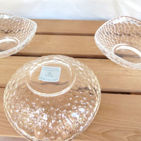 Partylite Clear Votive Holder Set up of 3 Fazzoletto Edge & Textured Glass - Picture 2 of 7
